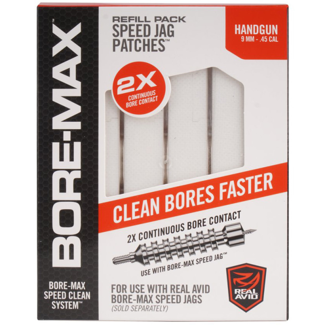 Przecieraki do czyszczenia lufy Real Avid Bore-Max Speed Jag Patches Refill Pack 4 Inch L - 9 mm/.45 (AVBMPATCH4L)