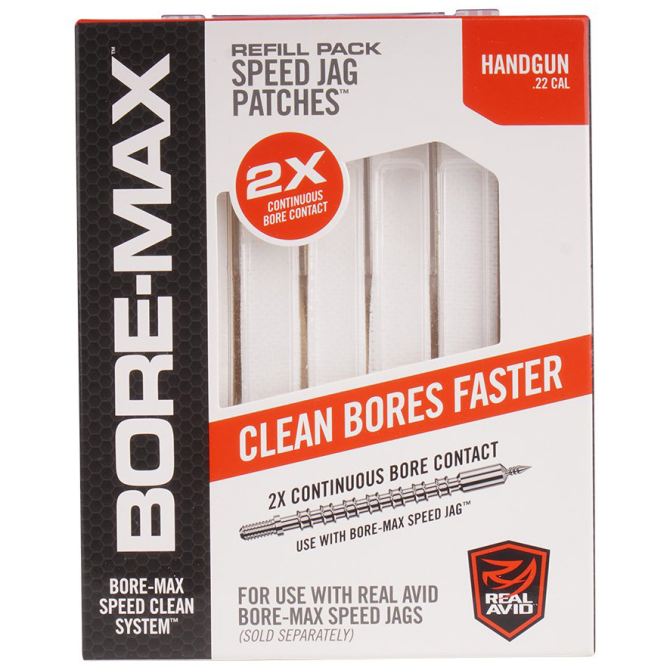 Przecieraki do czyszczenia lufy Real Avid Bore-Max Speed Jag Patches Refill Pack 4 Inch S - .22 Handgun (AVBMPATCH4S)