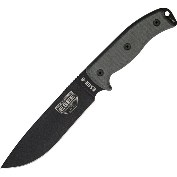 Nóż ESEE Model 6 Black Plain Edge / Black Sheath (6P-B)