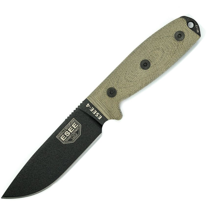 Nóż ESEE Model 4 3D Micarta Black Plain Edge (4PB-017)