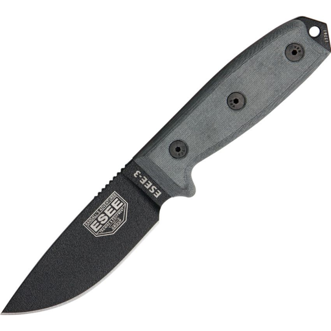 Nóż ESEE Model 3 Black Plain Edge / Black Sheath (3P-B)