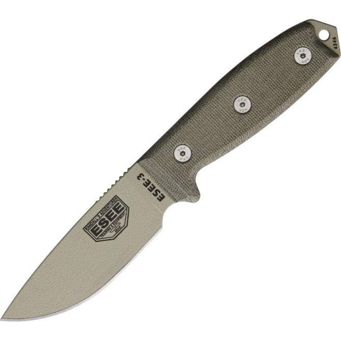 Nóż ESEE Model 3 Desert Tan Plain Edge / OD Green Sheath (3P-DT)