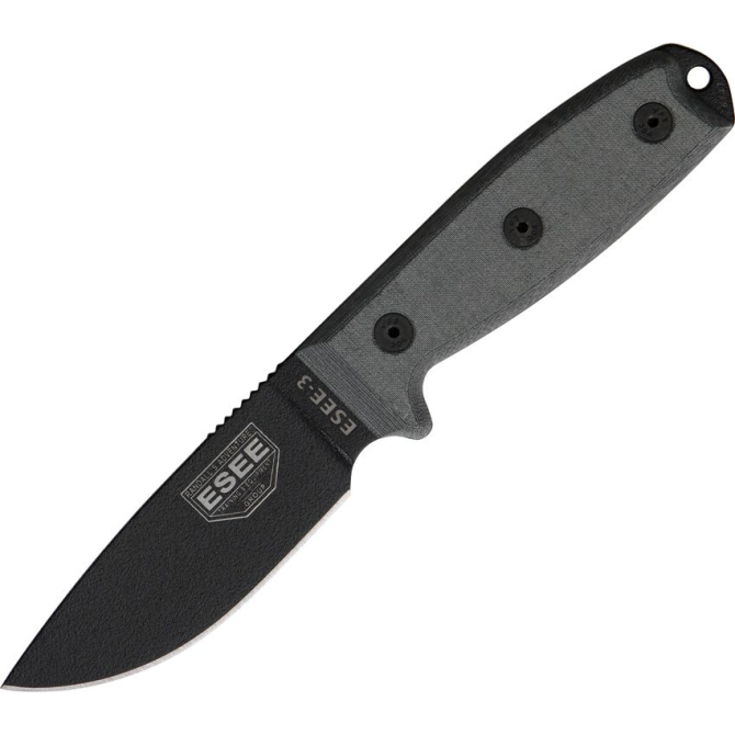 Nóż ESEE Model 3 MP Black Plain Edge / MOLLE Black Sheath (3PM-MB)