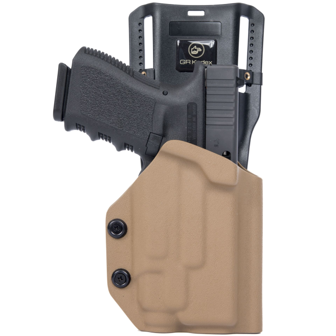 Kabura GR Kydex TACO OWB Drop Panel Holster - Glock 19 + Streamlight TLR7A - Coyote