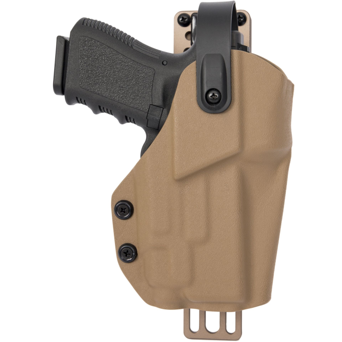 Kabura GR Kydex TACO OWB Speedlock MHA Panel Holster - Glock 19 + Streamlight TLR7A - Coyote