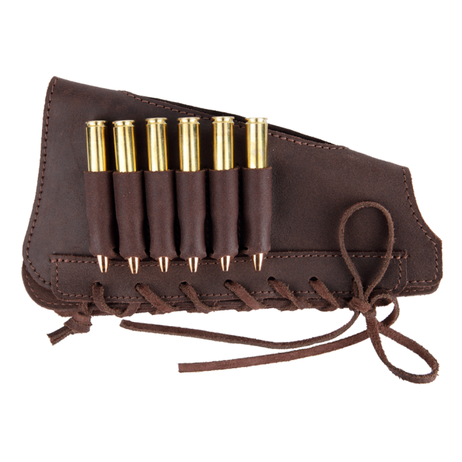 Ładownica na kolbę 2WOLFS Leopard Kula Buttstock Ammo Holder - Leather Brown