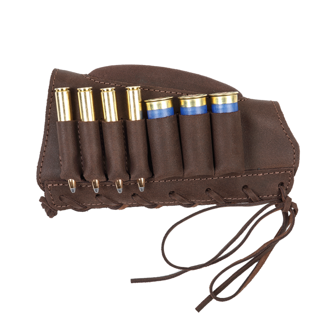 Ładownica na kolbę 2WOLFS Lion Kula/Śrut Buttstock Ammo Holder - Leather Brown