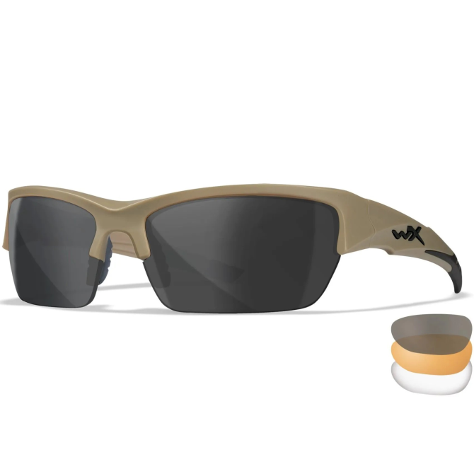 Okulary Balistyczne Wiley X Valor 2.5 - Tan Frame - Grey/Clear/Light Rust (CHVAL06T)