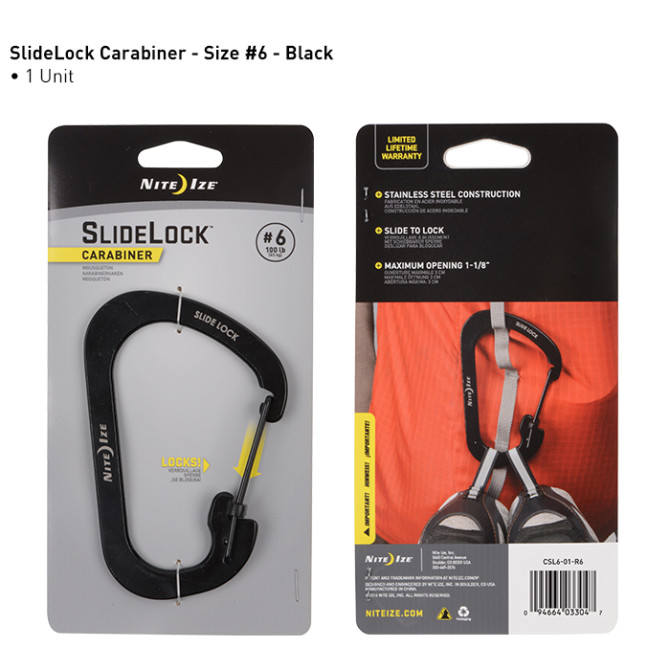 Karabińczyk Nite Ize SlideLock Carabiner 6 - Czarny - CSL6-01-R6