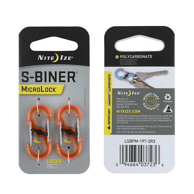 Nite Ize S-Biner MicroLock Plastic -Pomarańczowy-2Pack-LSBPM-19T-2R3