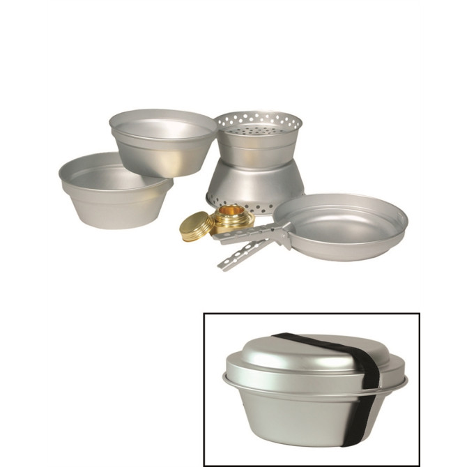 Zestaw Naczyń z Palnikiem Spirytusowym Mil-Tec Alu Cook Set (14660000)