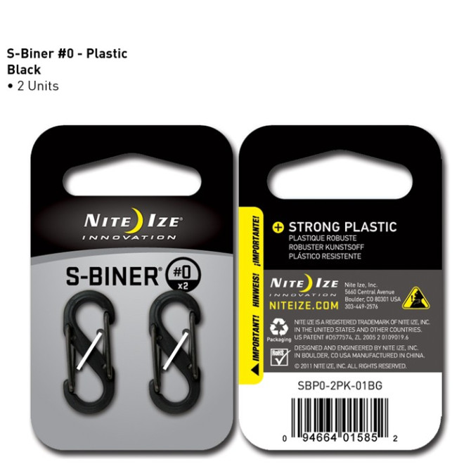 Karabińczyk Nite Ize - Plastic S-Biner Size #0 - 2 Pack - Czarny