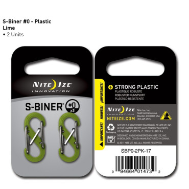 Karabińczyk Nite Ize - Plastic S-Biner Size #0 - 2 Pack - Lime