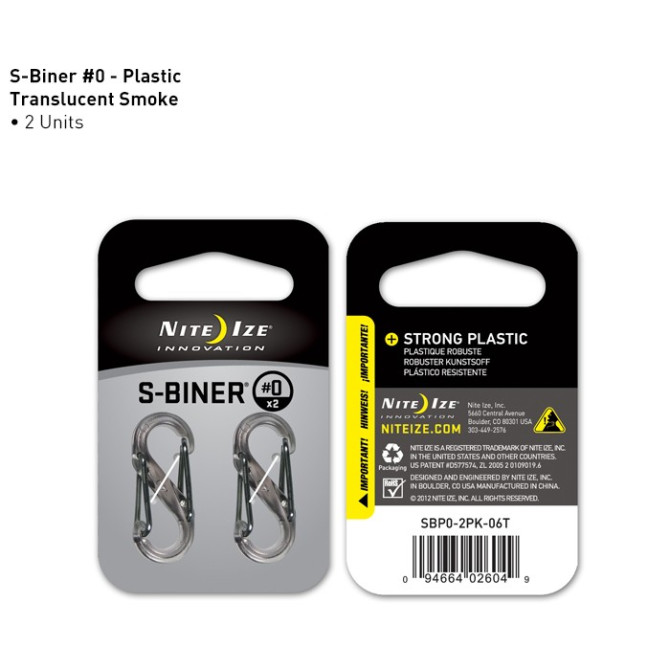 Karabińczyk Nite Ize - Plastic S-Biner Size #0 - 2 Pack - Półprzeźroczysty