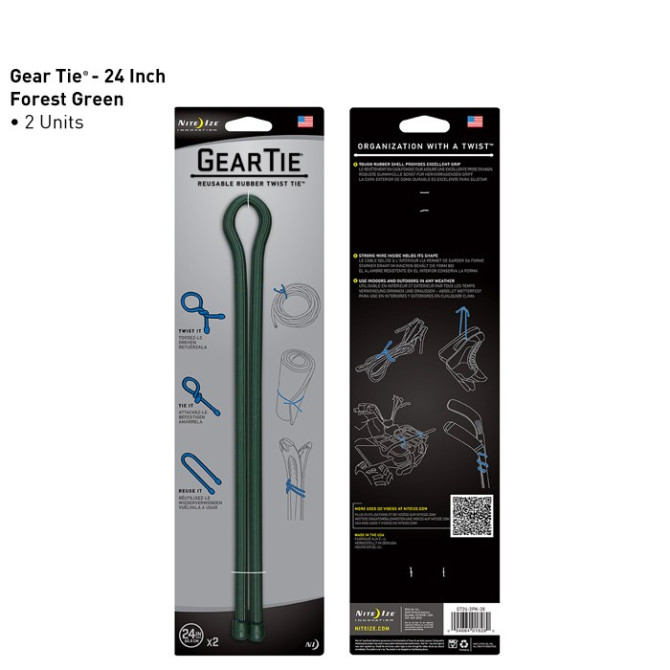 Nite Ize Gear Tie 24" - 2 szt - Forest Green - GT24-2PK-28