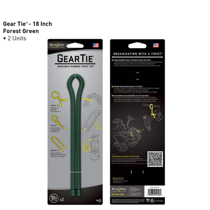 Nite Ize Gear Tie 18" - 2 szt - Forest Green - GT18-2PK-28