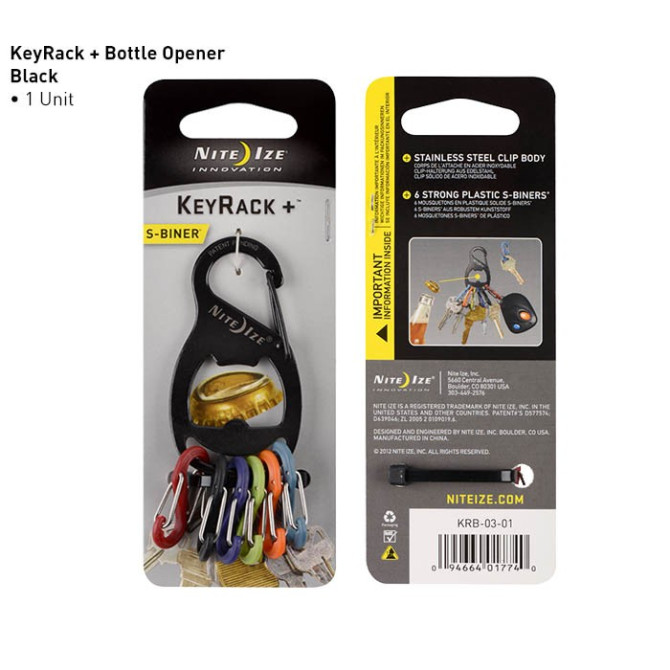 Karabińczyk Nite Ize - KeyRack + Otwieracz - Czarny - KRB-03-01