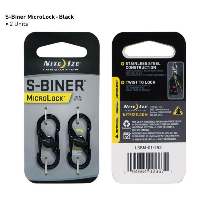 Karabińczyk Nite Ize - S-Biner MicroLock - Czarny 2 szt - LSBM-01-2R3