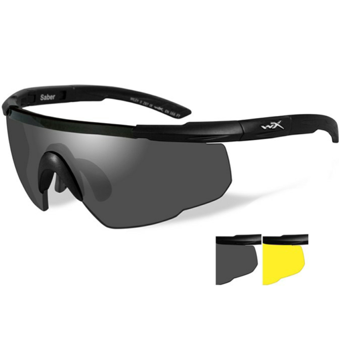 Okulary Balistyczne Wiley X Saber ADV - Black Frame - Smoke/Yellow (305)