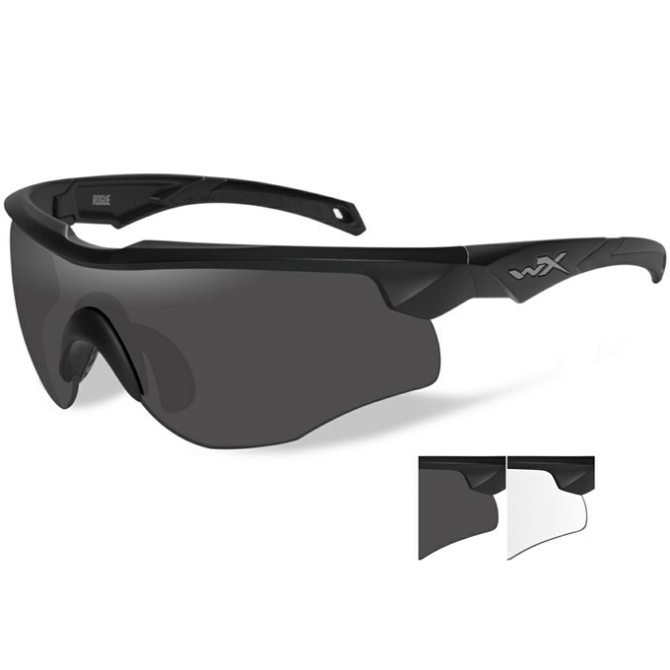 Okulary Balistyczne Wiley X Rogue - Black Frame - Smoke/Clear (2801)