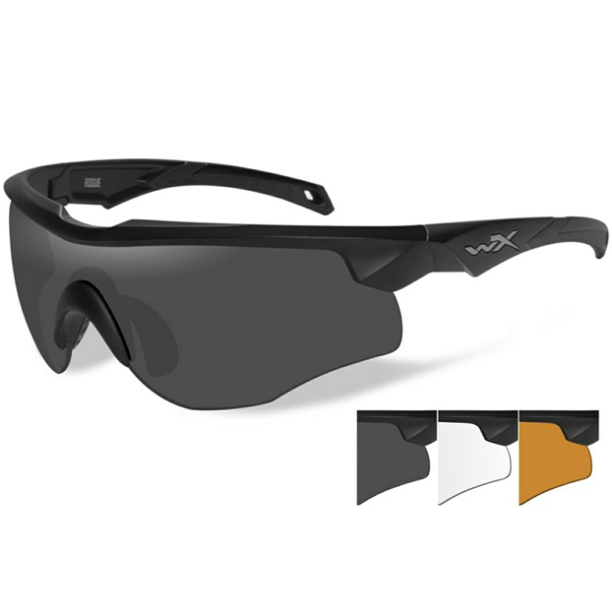 Okulary Balistyczne Wiley X Rogue - Black Frame - Smoke/Clear/Light Rust (2802)