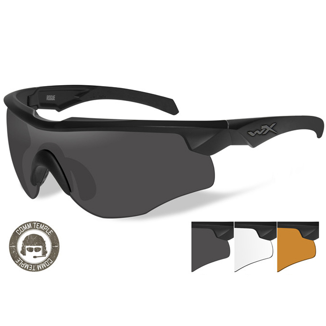 Okulary Balistyczne Wiley X Rogue COMM - Black Frame - Smoke/Clear/Light Rust (2852)