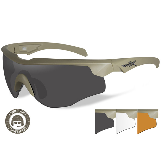 Okulary Balistyczne Wiley X Rogue COMM - Tan Frame - Smoke/Clear/Light Rust (2862)