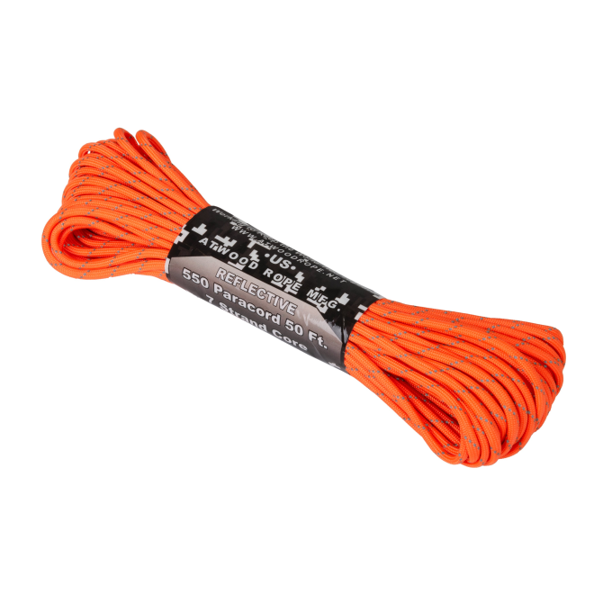 Linka Atwood 550 Paracord Reflective (50ft) - Orange