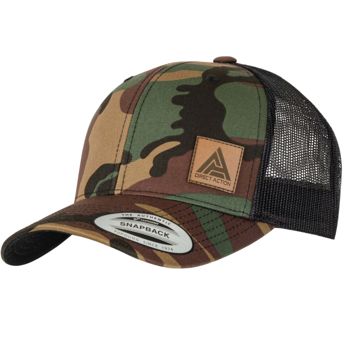 Czapka Bejsbolówka Direct Action Retro Trucker Cap - Woodland / Czarna