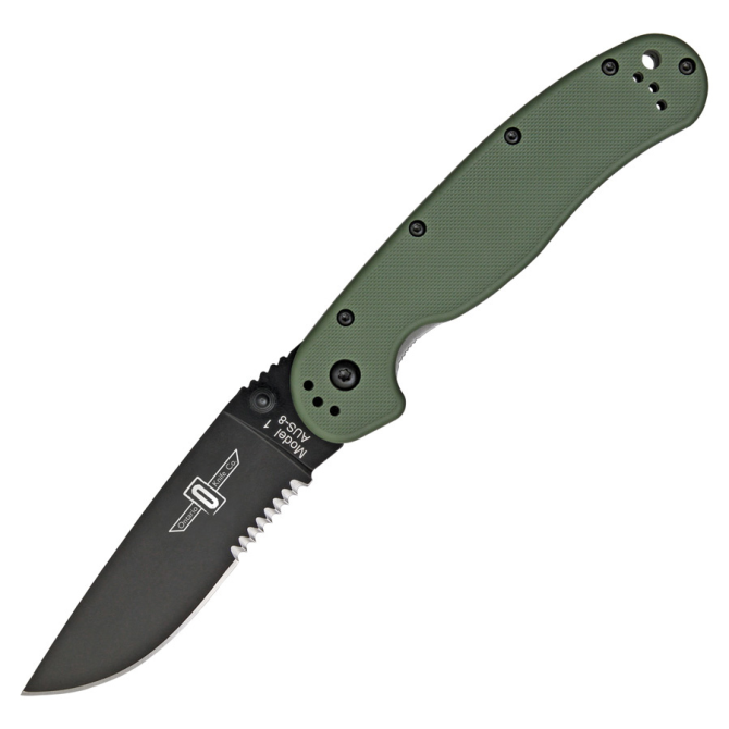 Nóż Ontario RAT-1 Folder Olive Black Serrated - 8847OD