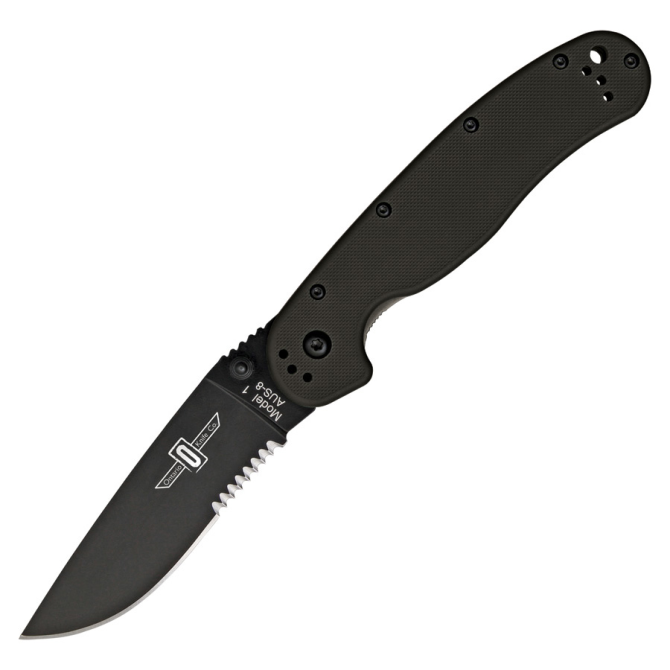 Nóż Ontario RAT-1 Folder Black Serrated - 8847BS