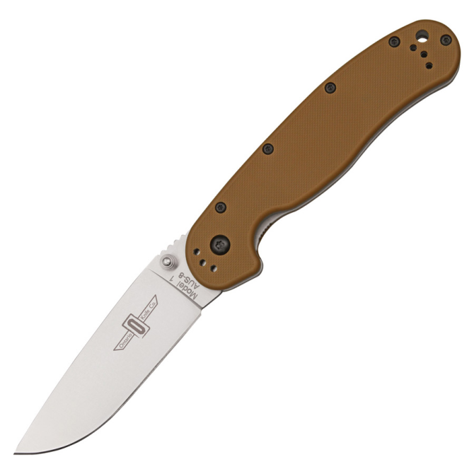 Nóż Ontario RAT-1 Folder Coyote Brown Silver Plain - 8848CB