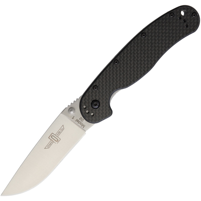 Nóż Ontario RAT-1 Carbon Fiber D2 Folder Silver Plain - 8867CF