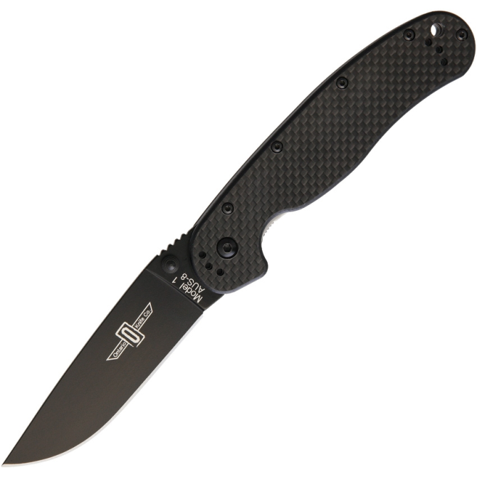 Nóż Ontario RAT-1 Carbon Fiber AUS8 Folder Black Plain - 8887CF