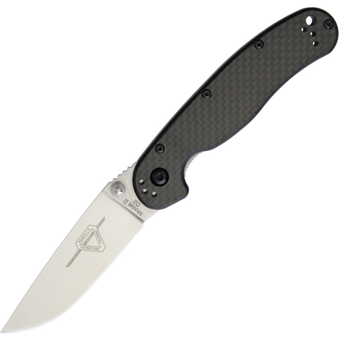 Nóż Ontario RAT-2 Carbon Fiber D2 Folder Silver Plain - 8832