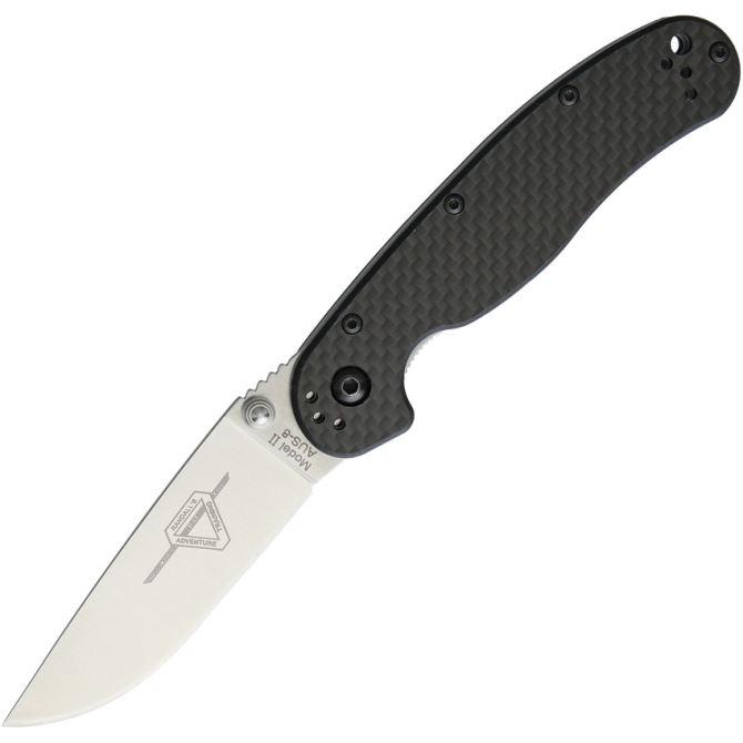 Nóż Ontario RAT-2 Carbon Fiber AUS8 Folder Silver Plain - 8836