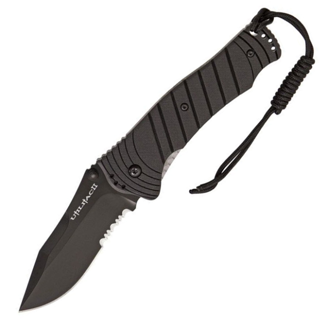 Nóż Ontario Utilitac II Folding Clip Point Black Serrated (08907)