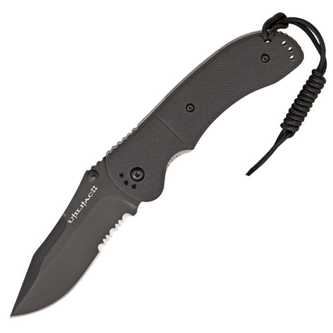 Nóż Ontario Utilitac II Folding Clip Point Black Serrated (8903)