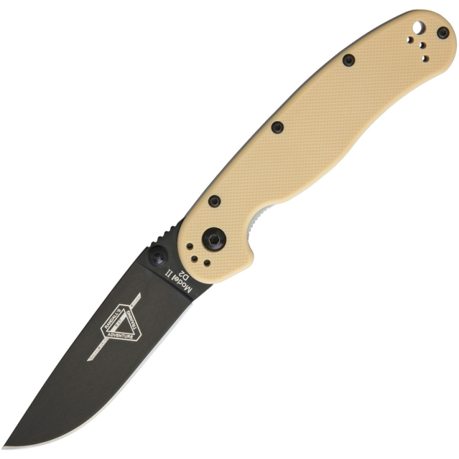 Nóż Ontario RAT-2 D2 Folder Black Plain Desert Tan - 8830DT