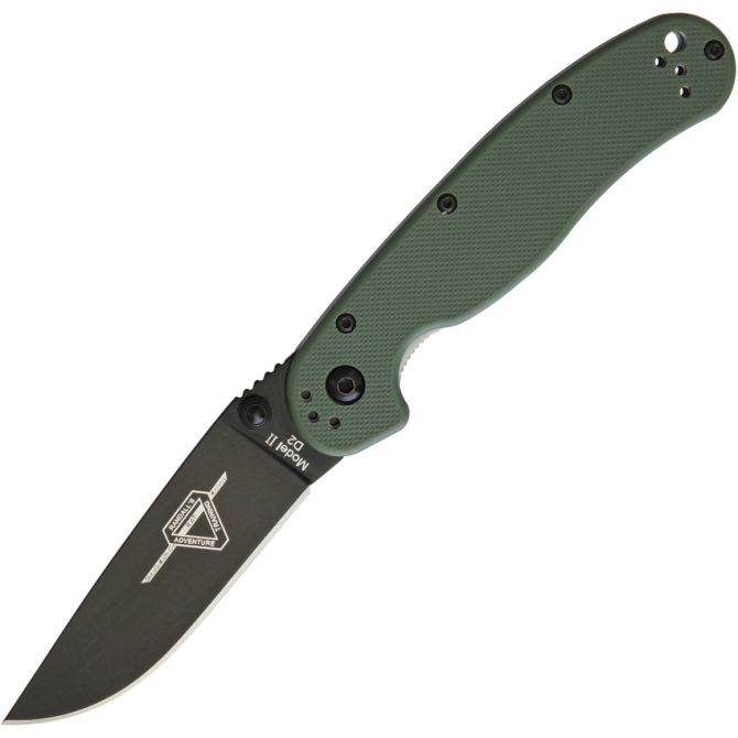 Nóż Ontario RAT-2 D2 Folder Black Plain Olive Drab - 8830OD