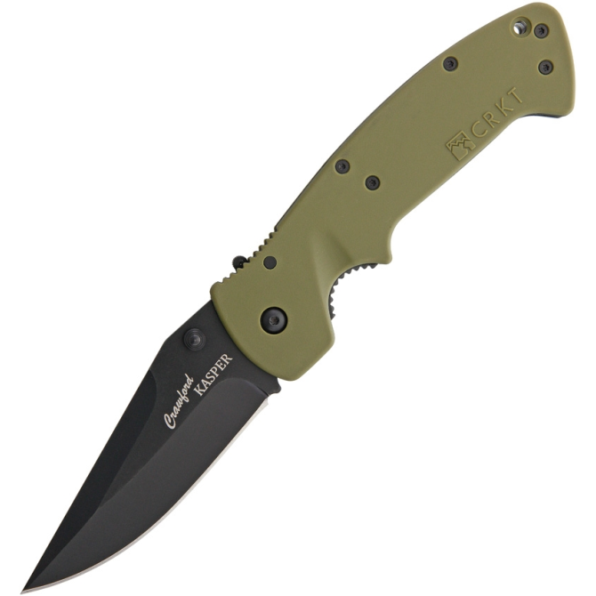 Nóż CRKT Crawford Kasper Plain Edge Black - Olive Drab (6773KOD)