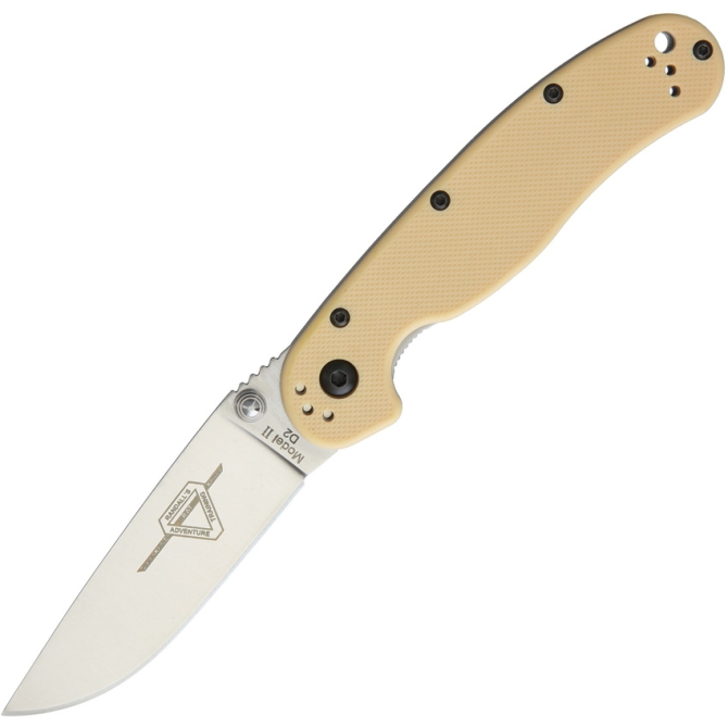 Nóż Ontario RAT-2 D2 Folder Silver Plain Tan - 8828DT