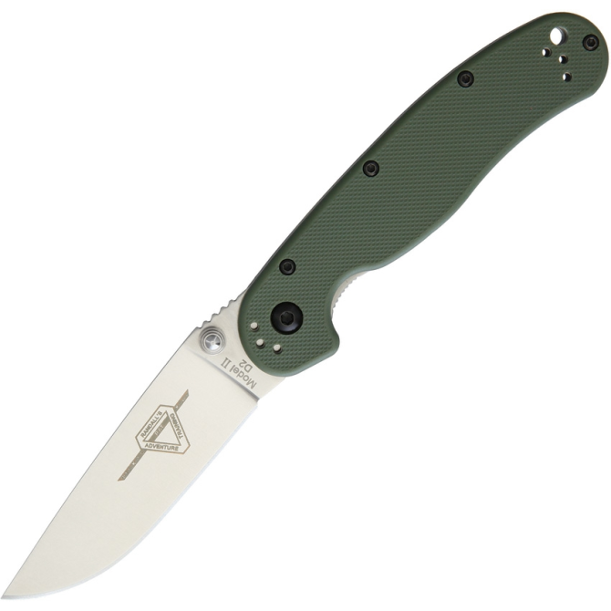 Nóż Ontario RAT-2 D2 Folder Silver Plain Green - 8828OD