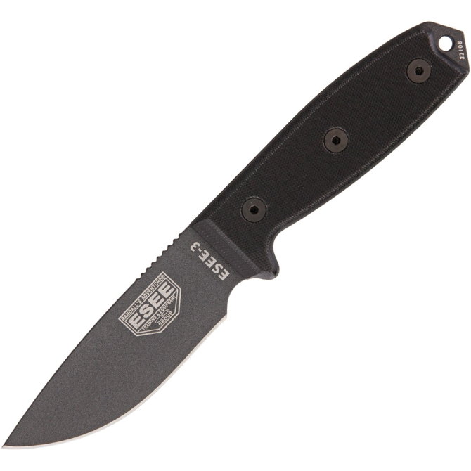 Nóż ESEE Model 3 Black Steath Plain Edge (ESEE-3P-TG-B)