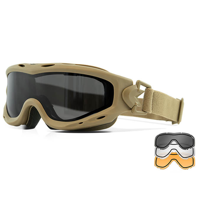 Gogle Balistyczne Wiley X Spear Dual Lens - Tan Frame - Grey/Clear/Light Rust (SP293DLB)