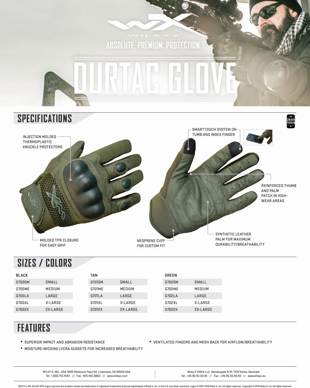 Wiley X Gloves Size Chart
